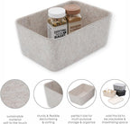 Welaxy Felt deep Storage Bins lidded Drawer Organizer Caddy for junk stuff stationery makeup jewelry closet bathroom minimalist lifestyle (Oatmeal Bin, S)