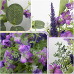 LLZLL Purple Spring Wreaths for Front Door 22 Inch Summer Wreath Artificial Violet Lavender Wreath with Eucalyptus Leaf for Spring Easter Home Decorations