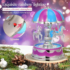 Healifty Rotating Carousel Music Box Luminous LED Light Vintage Design and Musical Figurines for Girls and Romantic Occasions