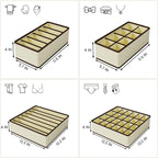 Drawer Organizer for Clothes Set, 4 Pack Foldable Dresser Closet Dividers (6/8/7/24-Cell), Non-Woven Underwear & Sock Drawer Organizer, Bra/Tie/Belt Storage Bins (Beige)