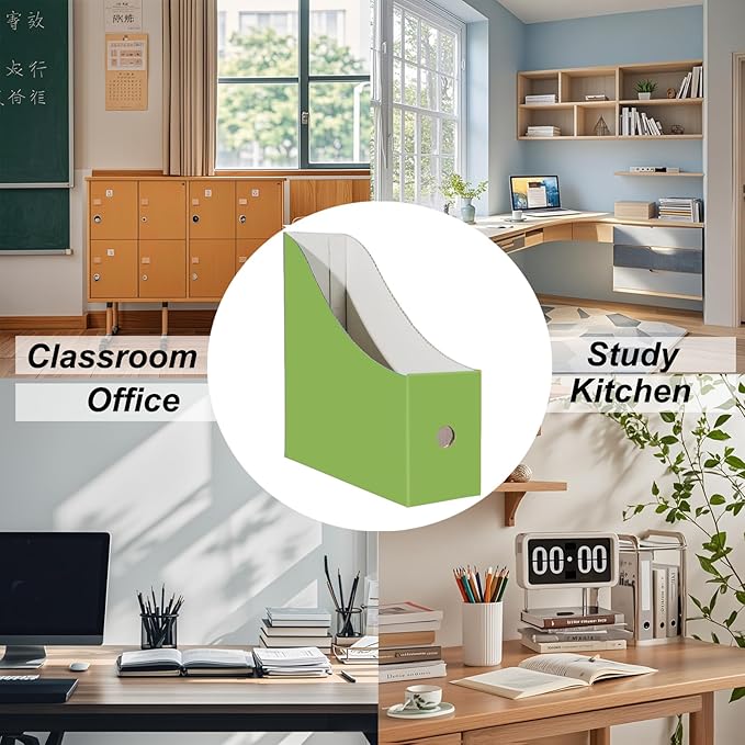 Limitliho 6 Pack Cardboard Magazine Holder for Desk, Book Bins for Classroom Library,Office,Home, 10.6" H x 10.2" L x 3.5" W in Magazine File Holder (Fresh color)