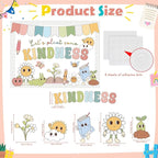Pajean Let's Plants Some Kindness Bulletin Board Set Boho Back to School Classroom Decorations Sunflower Pencil Book Apple Paper Cutouts with Borders for First Day of School Library Decor Supplies