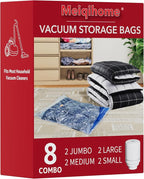 8 Pack Vacuum Storage Bags with Electric Air Pump，2 Jumbo,2 Large,2 Midium,2 Small Bags Space Saver Sealer Bags, Airtight Compression Bags for Clothes, Pillows, Comforters, Blankets, Bedding, Clothing