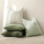MIULEE Decorative Throw Pillow Covers Set of 4 Summer Light Green Gradient Natural Earthy Modern Classic Soft Corduroy Cushion Covers for Sofa Couch Bed Living Room Spring Home Decor 18x18 Inch