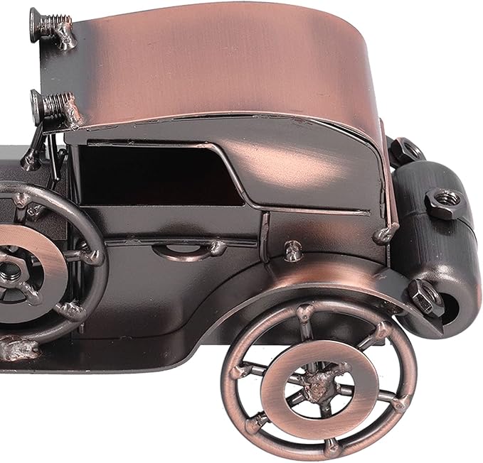 Vintage Car Model Metal Bronze Classic Exquisite Home Decorative Handicraft Ornament, Antique Car Decor for Living Room, Office, Shelf Display and Gift
