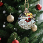 DASTOLL Stained Glass Christmas Decorations, Golden Moon Santa Claus Cloud Suncatcher for Window Christmas Tree Hanging Ornaments Sun Catcher Xmas Decor Gifts for Women Men Mom Nana Friend