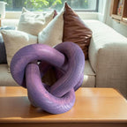 Wood Knot Chain Link Decor - 3 Link Boho Wooden Hand Carved Decorative Wooden Links Knots for Coffee Table Entryway Modern Farmhouse Shelf Decoration (Purple)