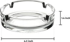 Fargus Glass Ashtrays for Cigarettes, Portable Decorative Modern Ashtray for Home Office Indoor Outdoor Patio Use, Fancy Cute Cool Ash Tray, Pack of 2 (Clear)