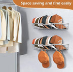 KEETDY Metal Hat Racks for Baseball Caps Wall Hat Organizer Fit 48 Caps Holder, 2 Packs Sturdy Wall Mounted Snapback Storage Organizer, Silver