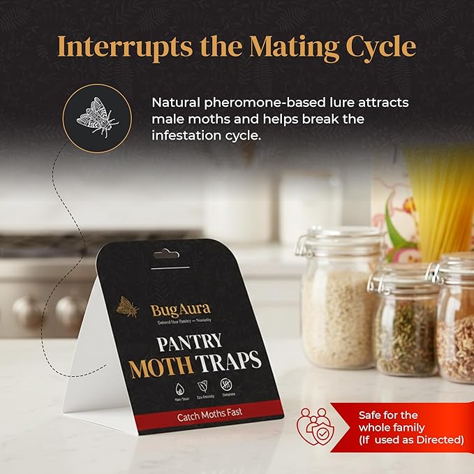 16 Pack Pantry Moth Traps for House Indoor – Advanced Red Line Formula Pantry Moth Traps with Pheromones Prime – Safe & Non-Toxic – Targets Indian Meal Moths & Other Pantry Moths