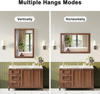 Bathroom Mirror for Over Sink,22x30Inch Thick Anti-Rust Wood Grain Metal Frame, Rectangle Decorative Wall Mirror with HD Tempered Glass, Horizontal or Vertical Mount for Vanity, Bathroom,Living Room