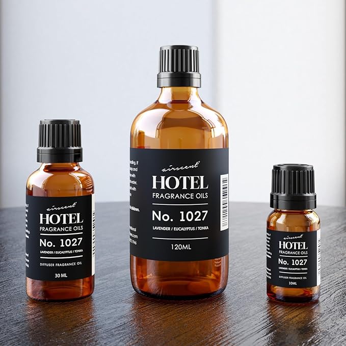 AirScent Hotel Diffuser Oil No. 1027 Inspired by The Zen Hotel Scent - Premium Fragrance Oil for Ultrasonic and Waterless Diffusers and Crafting - 10 mL, 0.34 fl oz Glass Bottle with Dropper