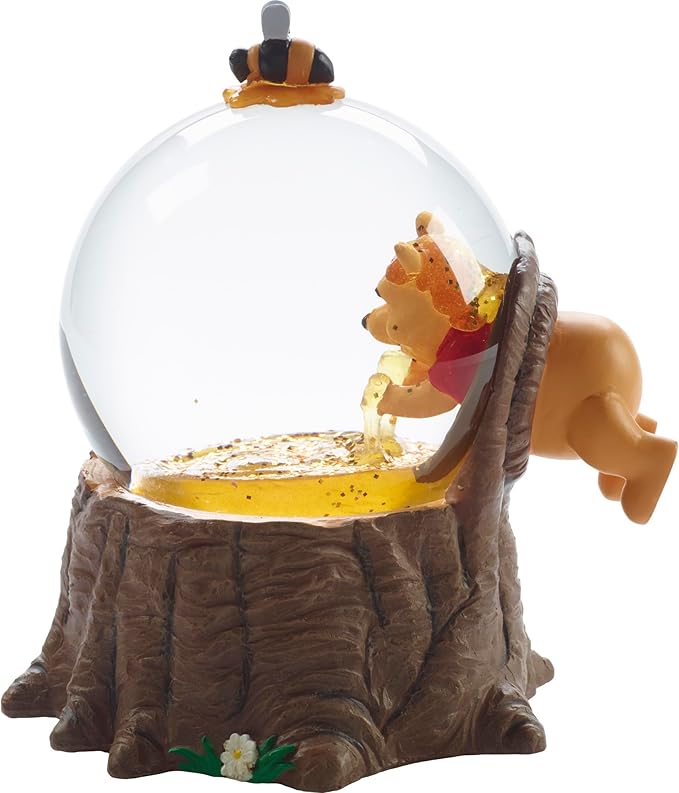Precious Moments Disney Winnie the Pooh Musical Snow Globe – “For the Love of Hunny” Collectible with Floating Bees, Resin and Glass, 5.6" Tall, Plays Classic Pooh Theme #171708