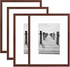 KTKDE 8x10 Picture frame Set of 4,Wine red frame 5x7mat or 8x10 Without Mat, Modern Style Wood Composite Frame real glass,black 8 by 10 Studio Gallery frame for home Friends Wedding best gift