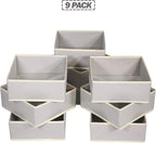 DIOMMELL Foldable Cloth Storage Box Closet Dresser Drawer Organizer Fabric Baskets Bins Containers Divider for Clothes Underwear Bras Socks Clothing,Set of 9 Grey 900