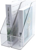 Magazine Holder, 2 Pack Acrylic Magazine File Holder,A4 Vertical File Organizer with Handle for Desk,Clear Document Rack File Folder Storage Bin