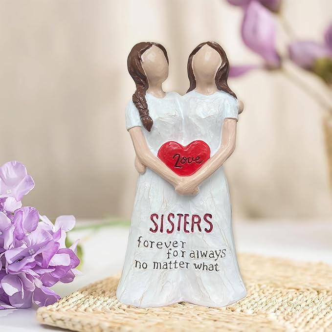 Sisters Gift from Sister - Sister Figurine for Women, Best Friends, Sister-in-Law - Friendship Gift for Christmas, Birthday & Mothers Day, Sculpted Hand-Painted Resin Statue