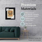 Creative Picture Frames 5.5 x 8.5 Magazine Theatre Show Frame with Full-Strength Glass, Holds Up To A 1/4" Thick Media with Installed Hangers for Easy Mounting, 8x10 Black Frame with Black Mat