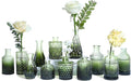 Green Glass Bud Vases Set of 12, Mini Flower Vase for Centerpieces, Small Glass Vases in Bulk for Wedding Decorations, Vintage Vase for Bridal Shower, Party, Recepetion, Home Table Décor