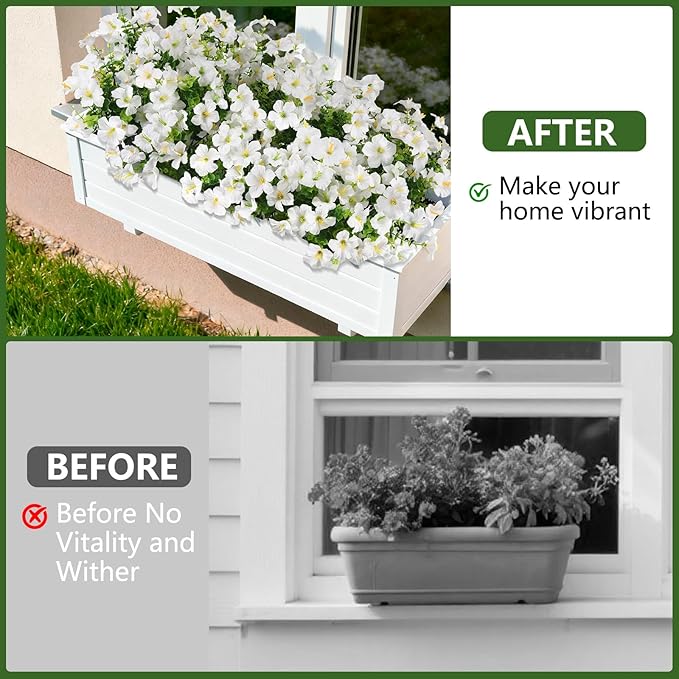 INQCMY Artificial Fake Plants Flowers for Outdoor Spring Decoration,12 Bundles Faux Silk Morning Glory Flowers for Outside UV Resistant Realistic Fake Plants for Planter Porch Patio Balcony Yard Decor
