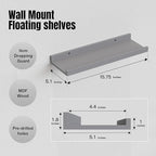 RICHER HOUSE 8 Set Floating Wall Mounted Shelves, Nursery Hanging Book Shelves with Lip for Storage, Gray Display Picture Ledge Shelf for Bedroom Bathroom Kitchen Living Room Wall Decor, Modern Grey