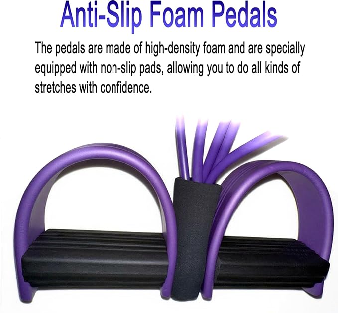 Pedal Resistance Band with Handle, Upgraded 6 Tube Pedal Puller Resistance Band, Natural Latex Exercise Bands for Full Body Workout, Tummy, Waist, Arm, Leg Slimming, Pilates Exercise