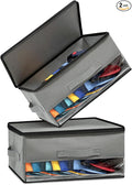 2 PCS Stackable Hat Storage for Baseball Caps, Space Saving Hat Organizer Box for Closet, with Cardboard, Clear Window Lid and 3 Handle, Each Holds 12 Hats, Grey
