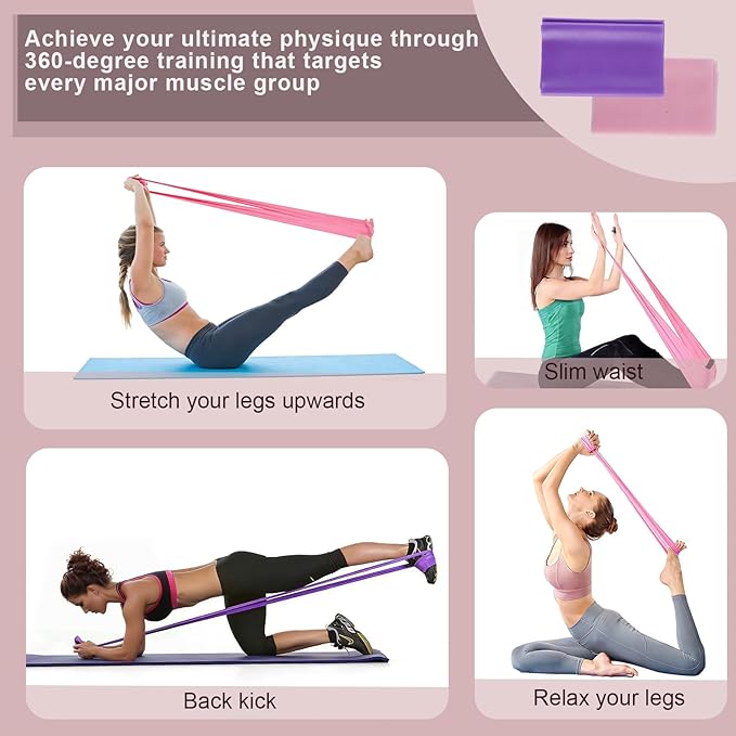 Resistance Bands, Figure 8 Resistance Band, 4 Pack - Latex-Free Exercise Bands for Home Gym, Strength Training & Physical Therapy | Yoga, Pilates, Glute Workouts | Portable Elastic Bands