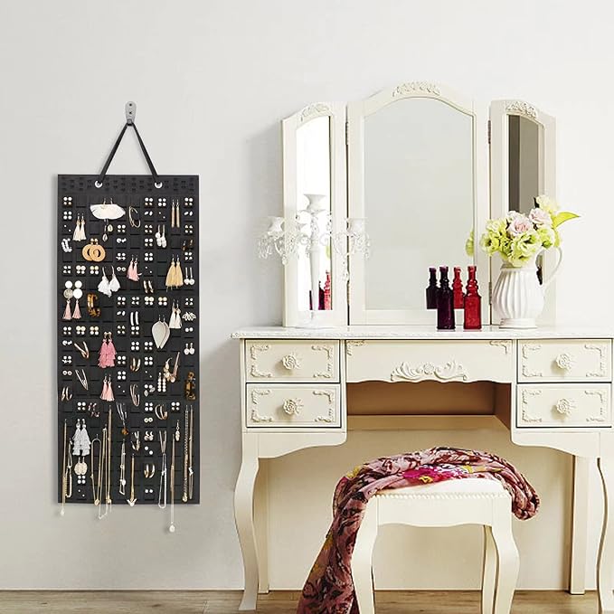 Extra Large Earring Organizer - Wall Mount Earring Holder for Up to 420 Pairs, Hanging Jewelry Organizer for Women & Girls