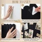 Yookeer Large Scalloped Felt Bulletin Board 36'' x 24'' Cork Board Alternative for Office Wall Decor 6 Pack with 25 Safe Removable Adhesive Tabs Push Pin, Felt Pin Boards for Home Office(Black)