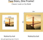 6x6 Picture Frame 3 Pack - Gold Poster Frame Display Pictures 4x4 with Mat or 6 x 6 Without Mat for Wall Hanging Horizontal and Vertical