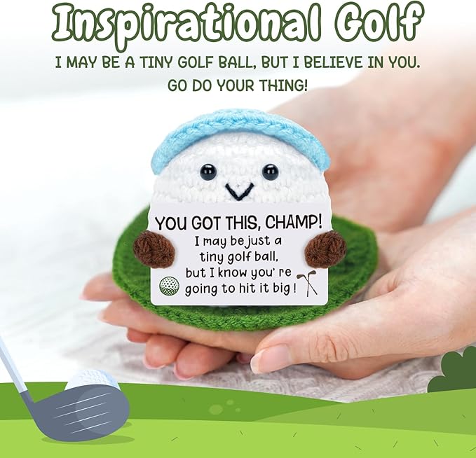 Golf Gifts, Positive Crochet Funny Golfers Presents for Women, Emotional Help Handmade Knitted Golf Themed Doll, Funny Gag Gifts for Golfers