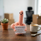 Middle Finger Crochet Doll, Funny Flip the Bird Emotional Support Gift for Adults, Sarcastic Gag Gift for Coworkers Friends, Office Desk Decor