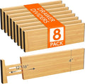 Lifewit 4" High 8 Pack Bamboo Drawer Dividers 31-40cm/12-16 Adjustable Wooden Drawer Organizer for Clothes/Utensils, Expandable Drawer Separator for Dresser/Kitchen/Bedroom/Office Organization