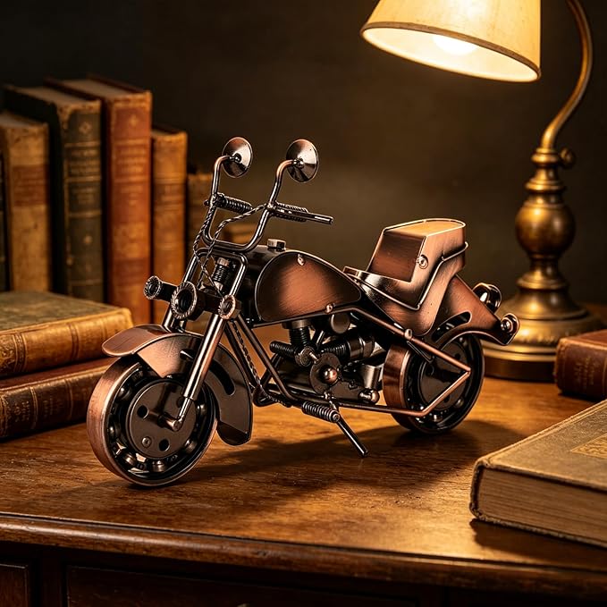 Metal Motorcycle Model - Collectible Moto Decor, Ideal Motorcycle Gifts for Men, Handcrafted Metal Replica for Study/Office/Living Room Decoration