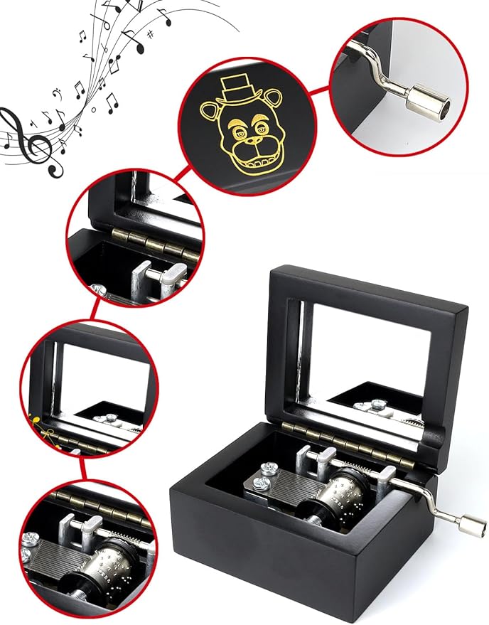 ROSIKING Black Wooden Music Box Classical Musical Boxes Christmas Birthday Valentine's Day Gifts for Lover Boy Girl friend Plays Toreador