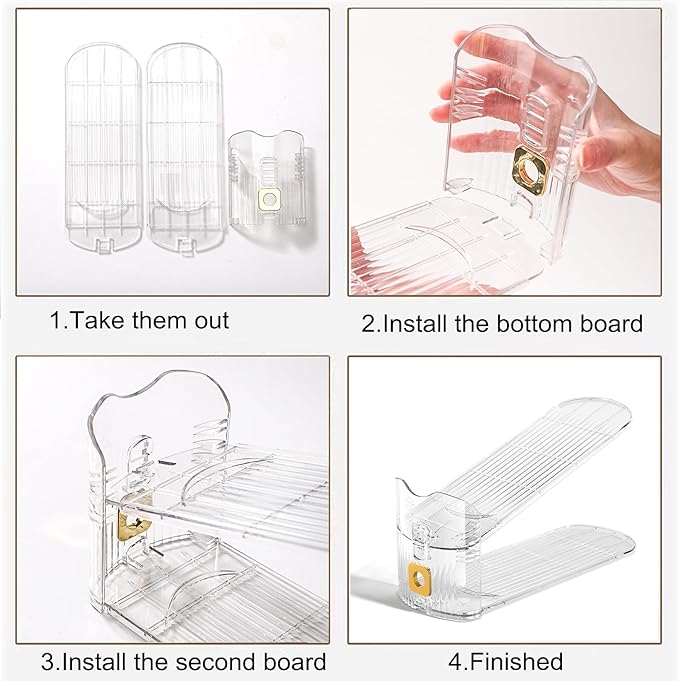12Pack Shoe Slots Organizer for Closet Shoe Stacker Shoe Rack Organizer for Closet Space Saver Storage Shoe Holder Organization (Clear)