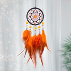 Small Dream Catcher Orange, Car Dream Catcher for Rearview Mirror Hanging Accessories, Mini Dream Catchers for Boys