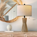 OYEARS 22.5" Table Lamps for Living Room,Boho Lamps Set of 2 for Bedrooms, Bedside Lamp for Nightstands, Rattan Lamp, Farmhouse Table Lamp for Room Decor, End Table, Retro, Brown（Not Include Bulbs）