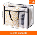 Lifewit 3 Pack Clear Clothes Storage Bags, 110L Plastic Blanket Storage Bag, Vinyl Foldable Moving Bags with Zipper, Closet Organizers and Storage Containers for Bedding, Duvet, Comforter