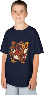 Dabbing Turkey 67 Funny Thanksgiving Pilgrim Kids Boys Girls Cool Swag Retro Fall Football Feast