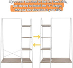 Finnhomy Metal Clothes Closet Rack, Clothing Rack for Hanging Clothes White Heavy Duty Garment Rack with 5 Wood Shelves Freestanding Portable Closet Organizer for Bedroom/Entryway/Boutiques