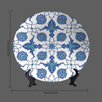 Turkish Decorative Plate Stand, 8 Inch, Blue Flower Round Display Plate, Table Top Plate Decor with Stand, for Kitchen Living Room Office Countertop Decor