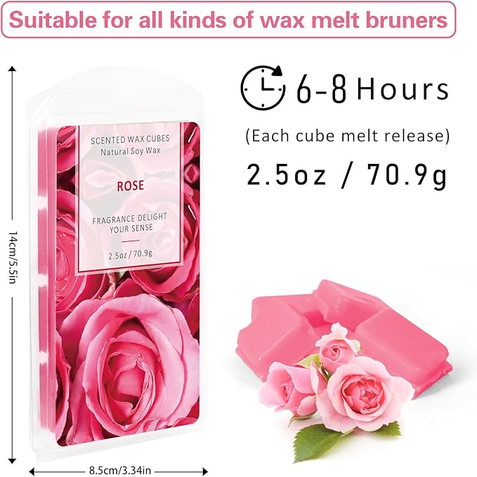 SCENTORINI Wax Melts - Melts Cubes for Wax Warmers, Christmas Decor, Rose, Lavender, Jasmine, Cherry, 4 x 2.5 oz