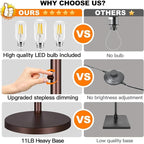 Dimmable Floor Lamp, 3 Lights Brown Arc Floor Lamp, Modern Tall Standing Tree Lamp with Beige Linen Shades & Heavy Base, 3000LM LED Bulbs, Bright Lighting for Living Room, Bedroom, Office & Reading