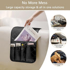 Remote Control Holder for Armchair, Couch Recliner Chair Caddy, Non-Slip Arm Chair Caddy for Recliner with 5 Pockets for Table, Ipad, Magazines, Arm Chair Bedside Caddy Storage Organizer (Black)