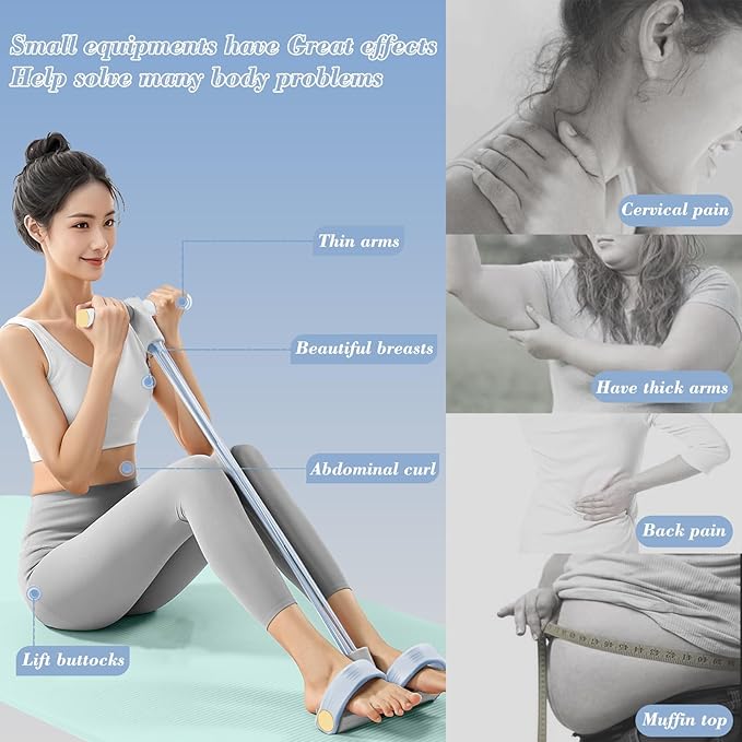 Foot Pedal Resistance Band,6-Tube Pedal Puller Resistance Rope,Yoga Elastic Exercise Bands, for Women Jump Fitness, Abdomen/Arm Weight/Waist/Leg Stretching Slimming Training