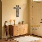 WORGO Metal Cross for Wall Crosses Wall Decor for Spiritual Home Decor and Gifting Metal Wall Art Christian Home Decor for Living Room Dining Room Bathroom (Black, 29.9" L x 19.8" W)