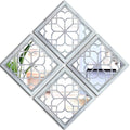 Wocred Set of 4 Mirrors Square Wall Mirror,Gorgeous Rustic Farmhouse Accent Mirror,Rustic White Color Entry Mirror for Bathroom Renovation,Bedrooms,Living Rooms and More(12”x12”4pcs)