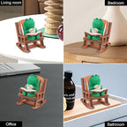 Resin Frog Figurine, Decorative Frog Statue for Desk Shelf Tabletop and Home Office, Collectible Animal Decor for Adults(Chair Coffee)